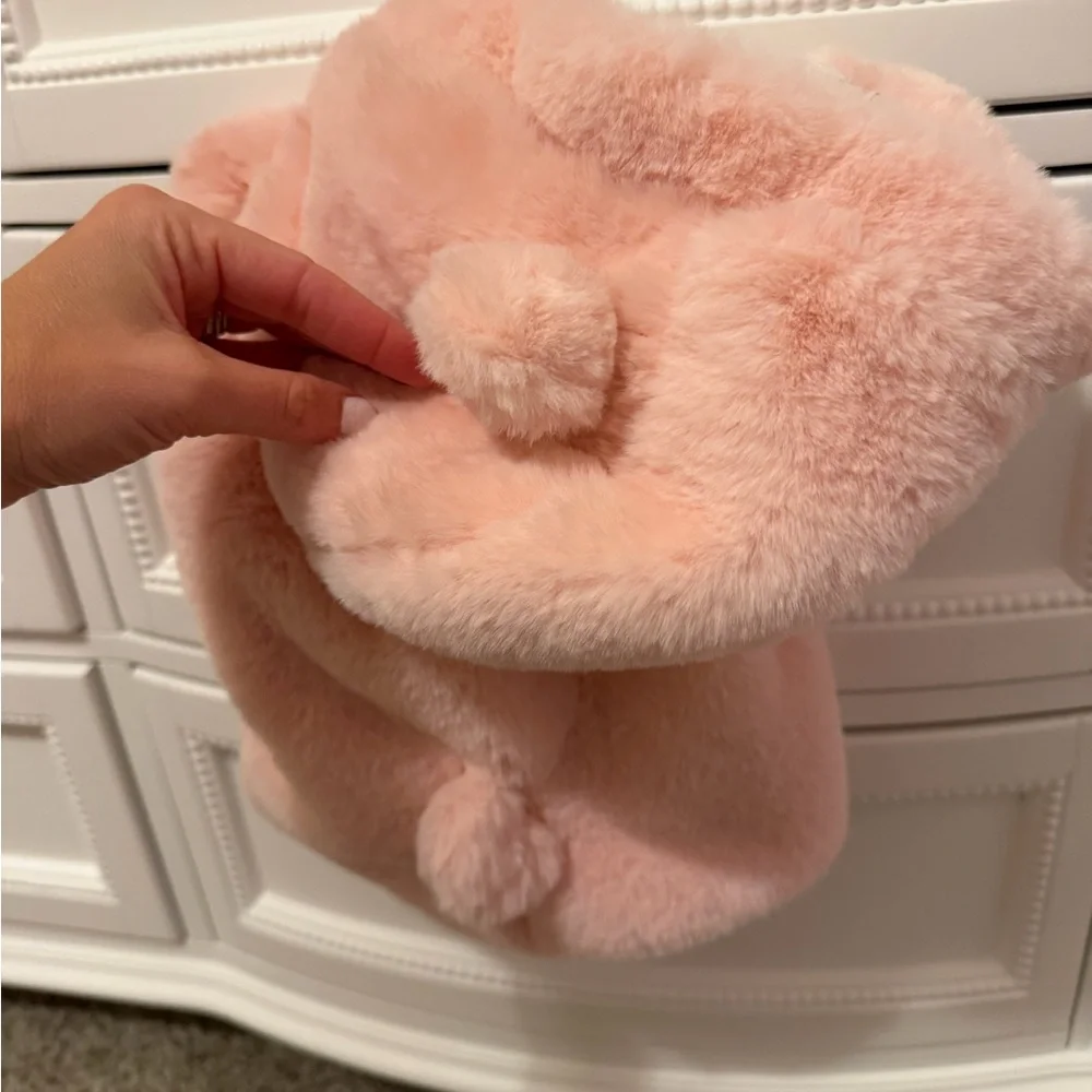 3-6 pink faux fur vest with bear ears